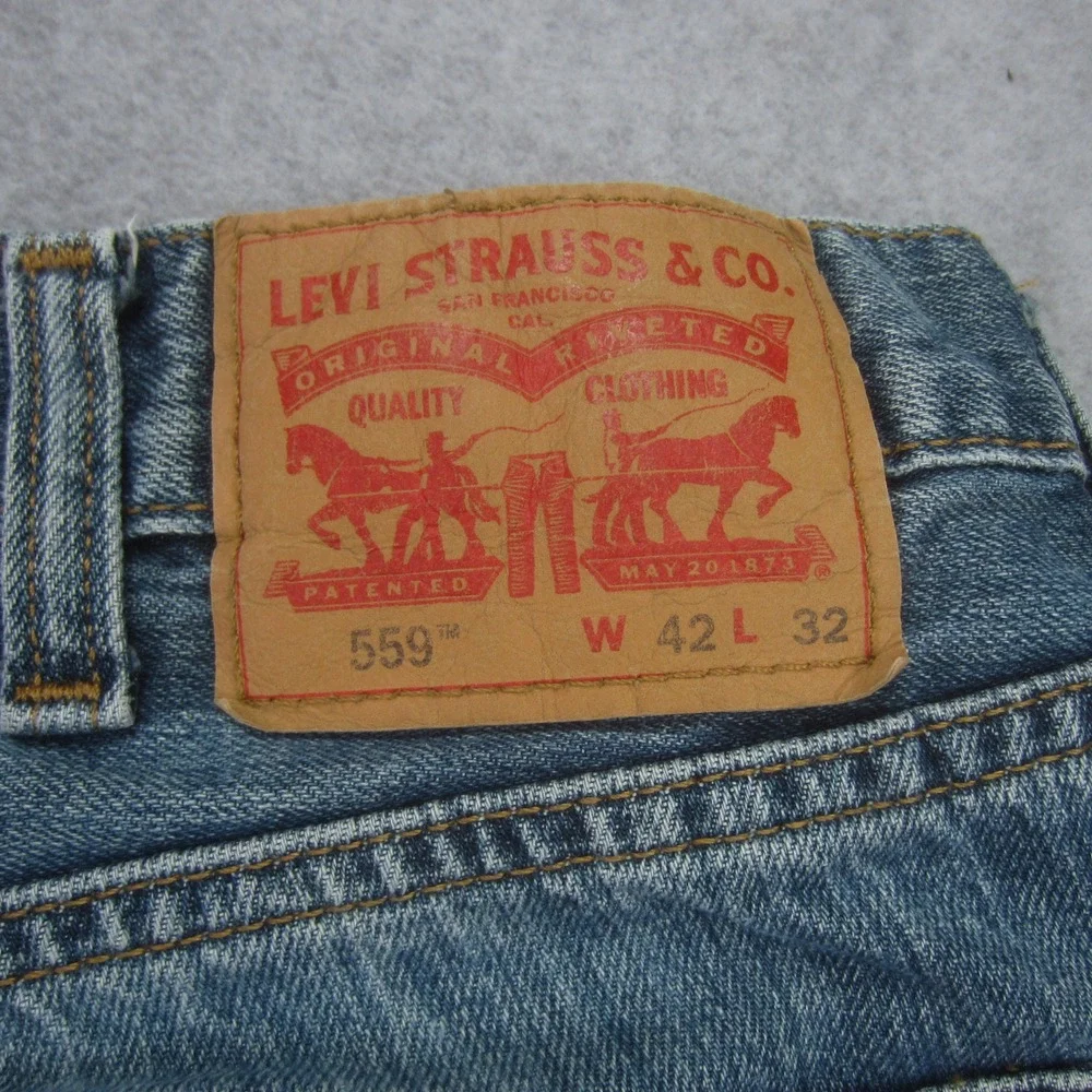 Levis 559‎ Jeans Mens 42x32 Blue Relaxed Straight Medium Wash Denim